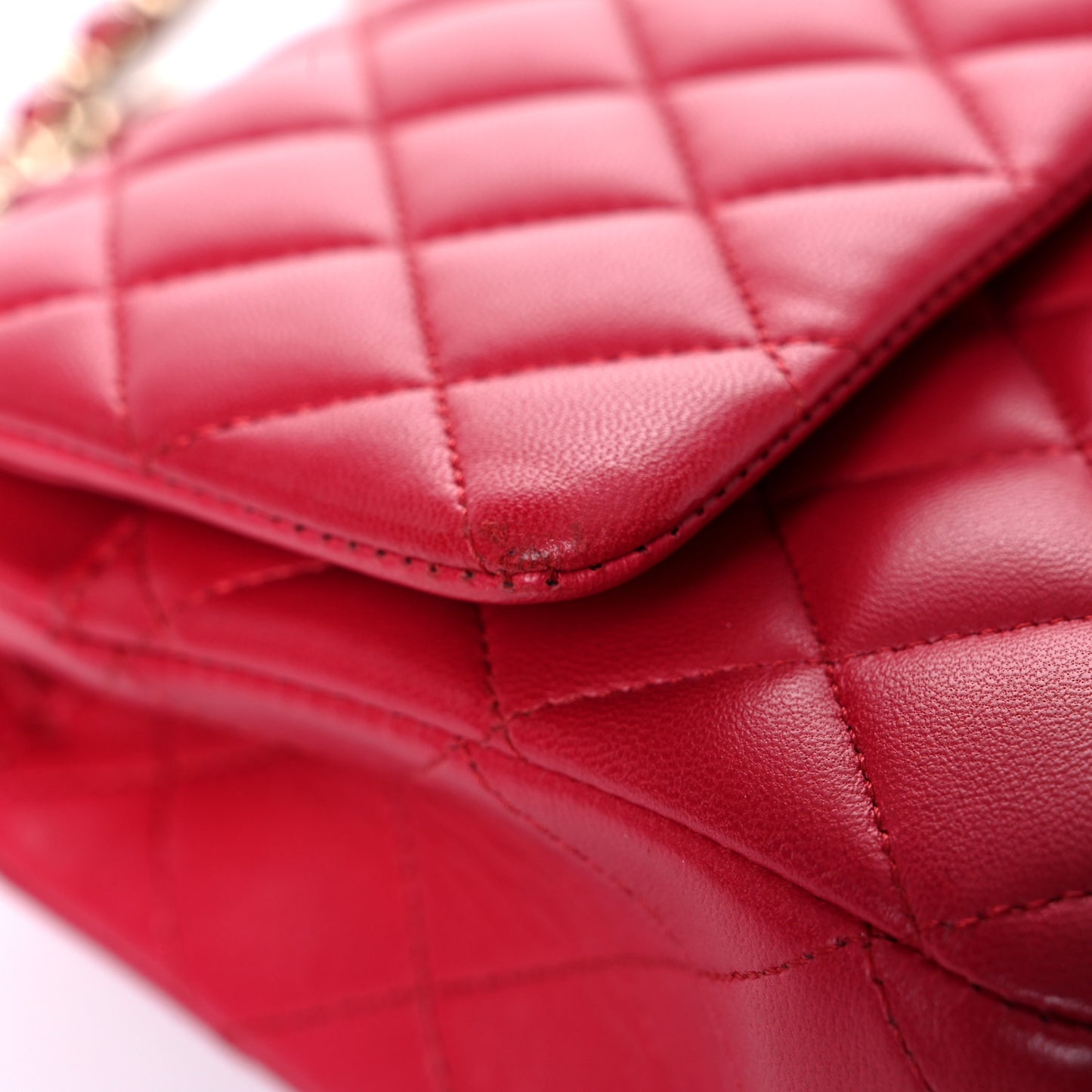 Lambskin Quilted Medium Double Flap Dark Pink