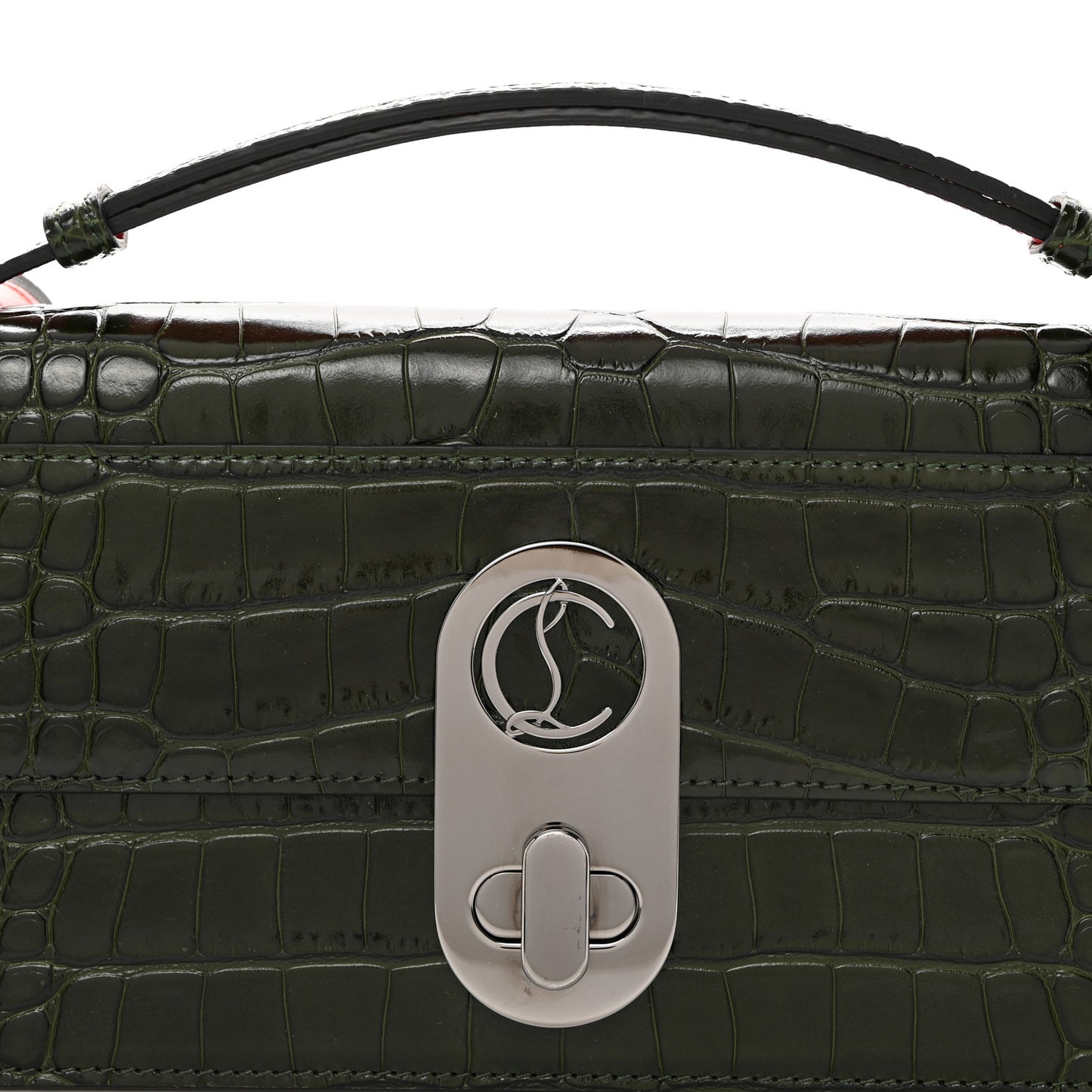 Calfskin Alligator Embossed Elisa Baguette Forest Night