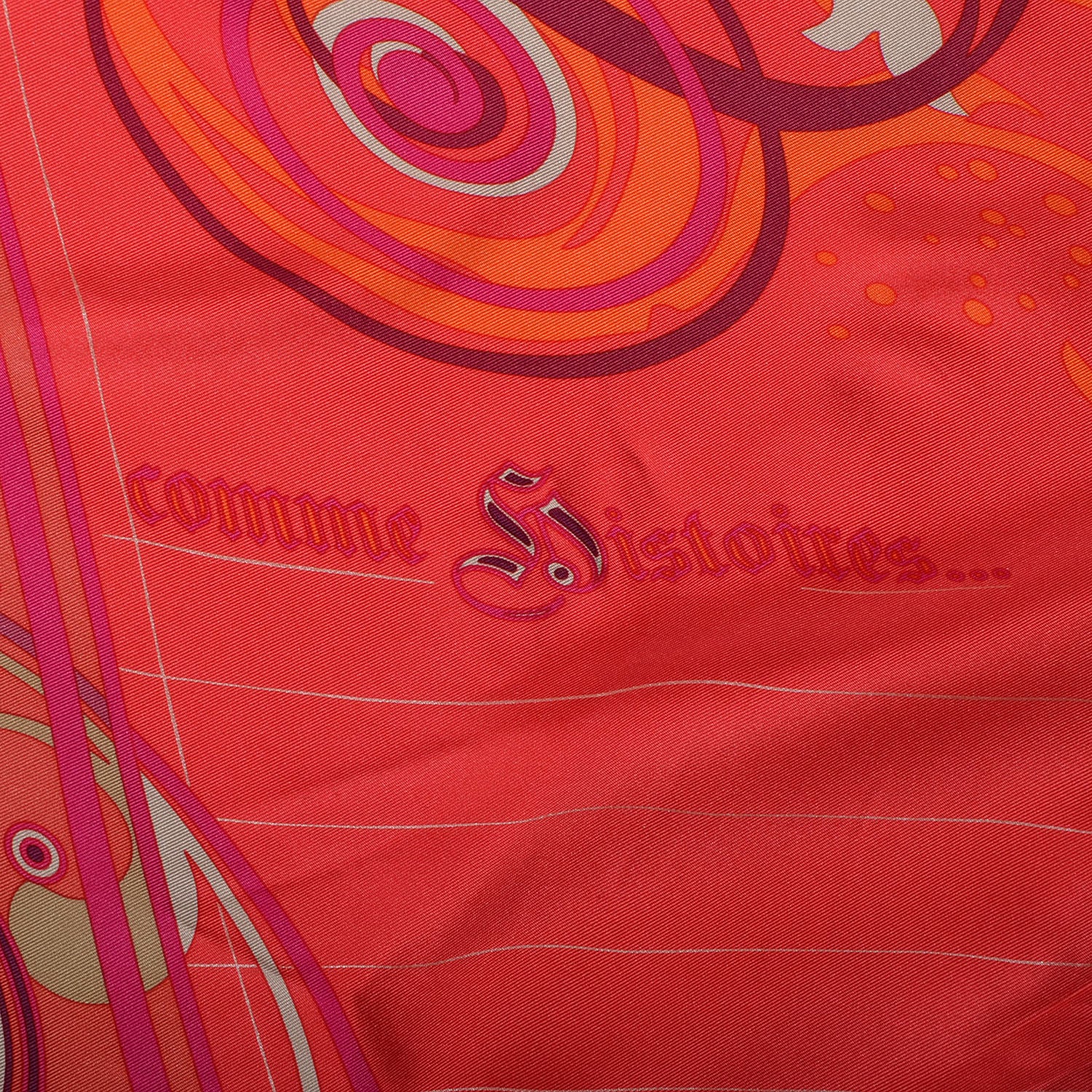 Hermes Silk Comme Histoires Scarf 90 Rouge Prune Orange 4 of 5