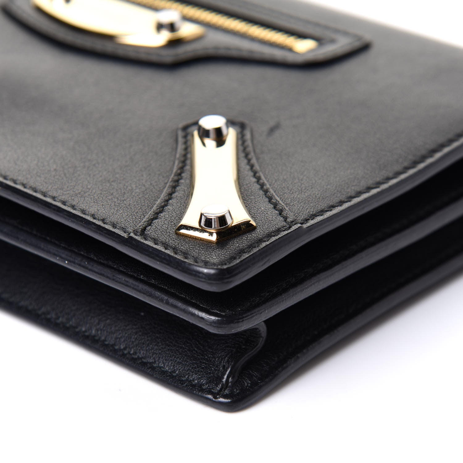 Balenciaga Veau Amp Plate Gold Chain Wallet Black 10 of 11