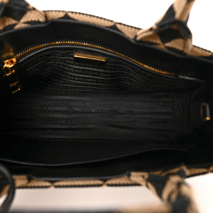 Prada Jacquard Saffiano Triangolo Symbole Embroidered Small Tote Black Corda 5 of 9
