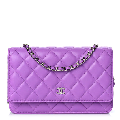 Chanel Lambskin Quilted Wallet On Chain WOC Light Purple 1 of 11