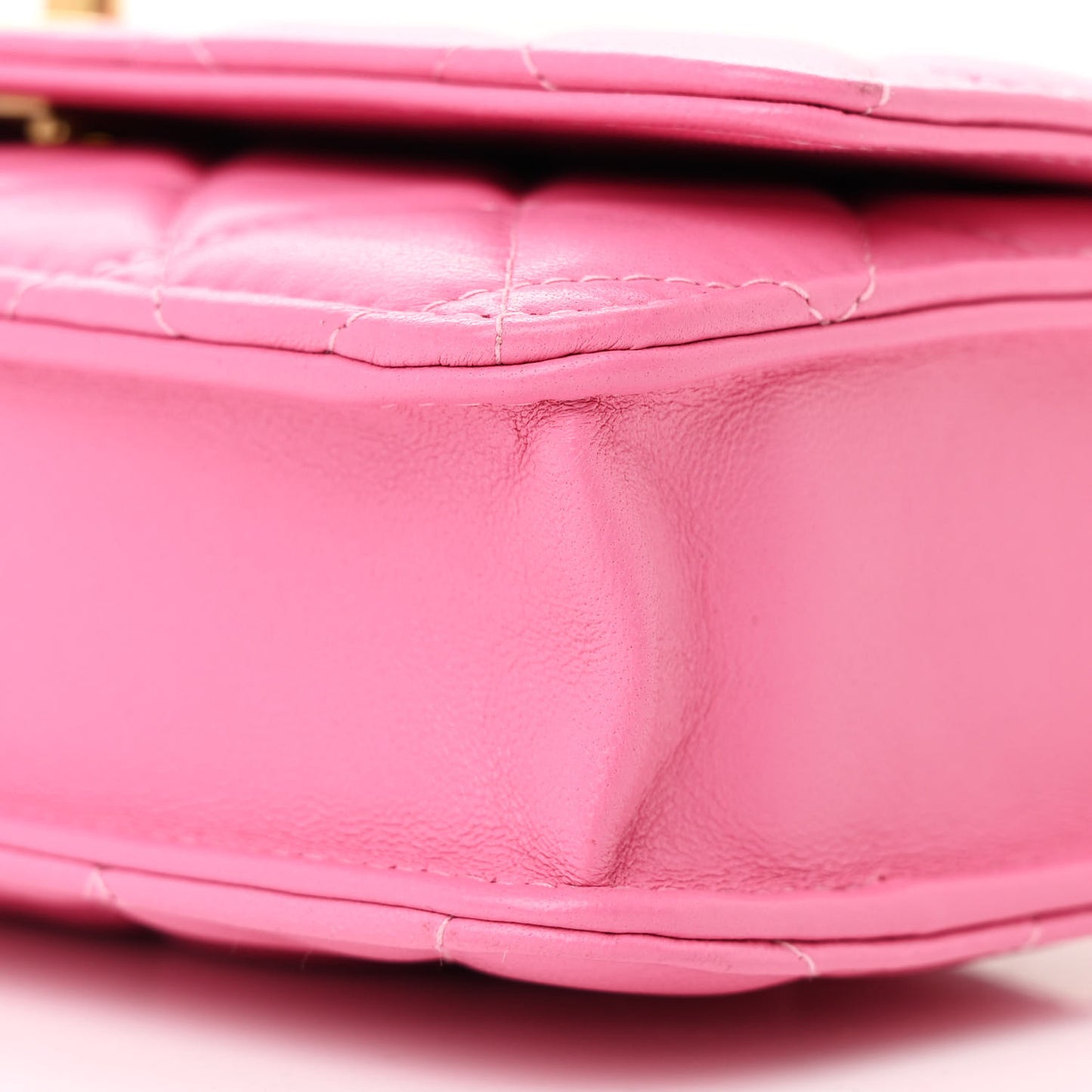 Lambskin Quilted CC Pearl Crush Wallet on Chain WOC Pink