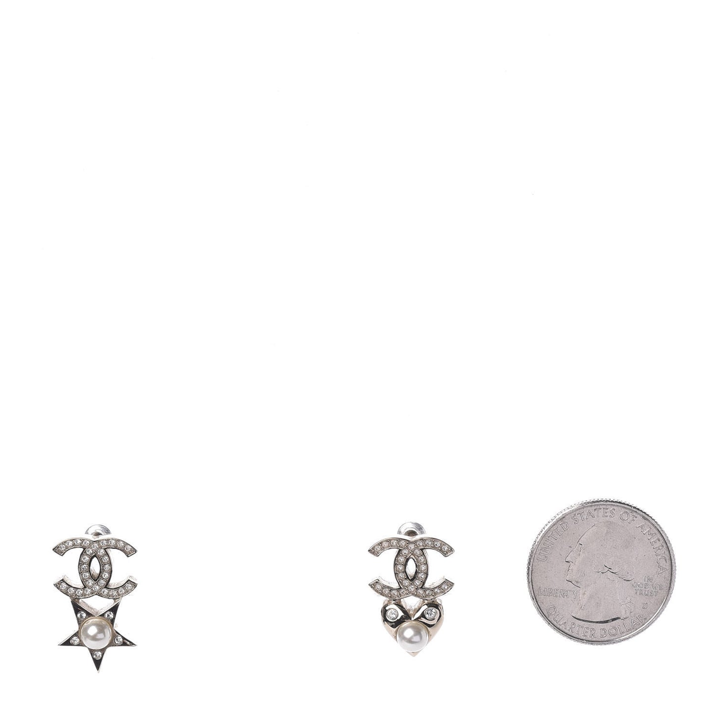 Crystal Pearl Charming Winter CC Star Heart Earrings Gold