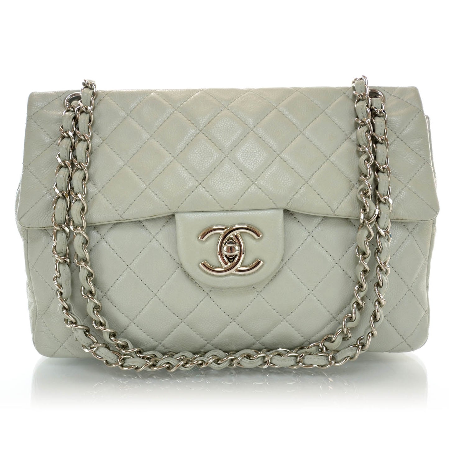 Washed Caviar Maxi Single Flap Grey