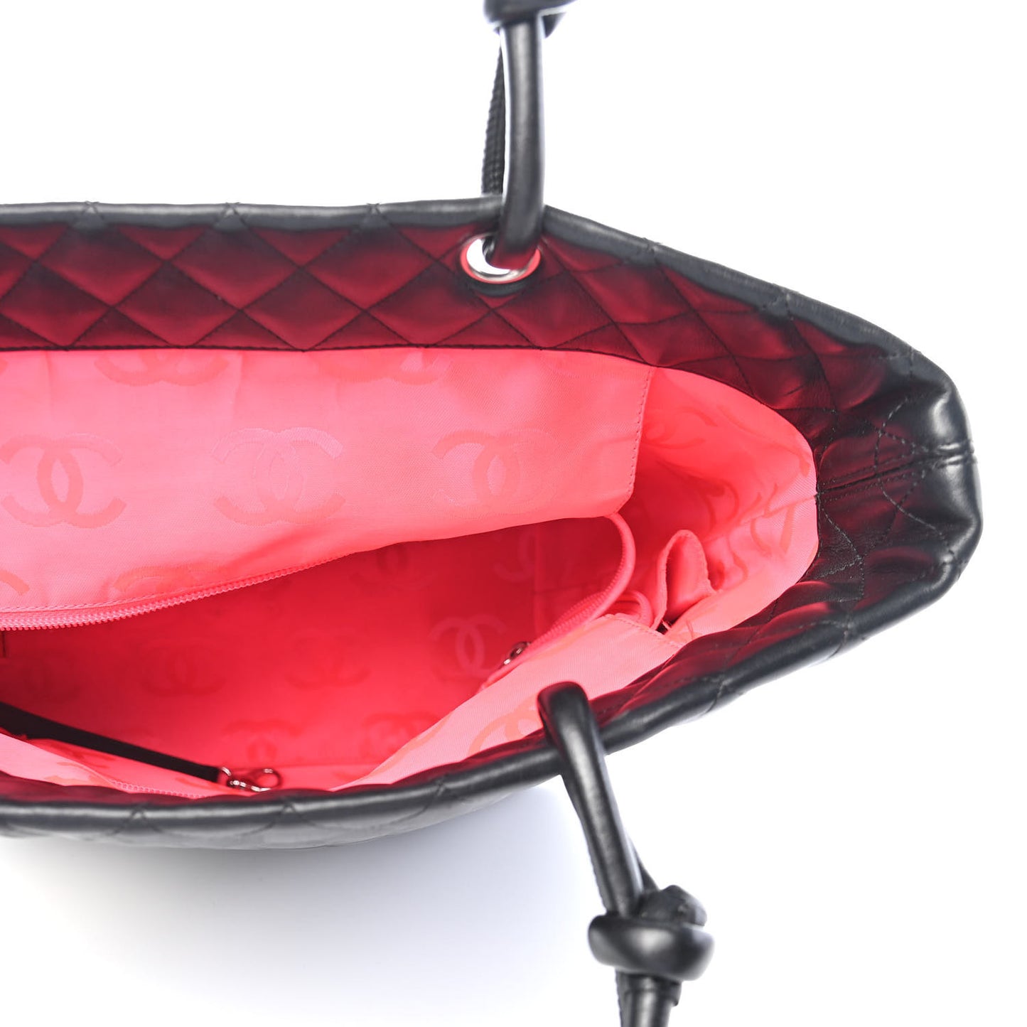 Calfskin Quilted Large Cambon Tote Black White