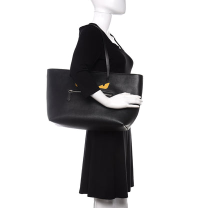Fendi Vitello Elite Cuoio Monster Buggies Medium Roll Tote Black Multicolor Blue Cobalto 2 of 10