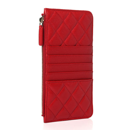 Chanel Caviar Quilted Classic Flat Wallet Pouch Red 2 of 5