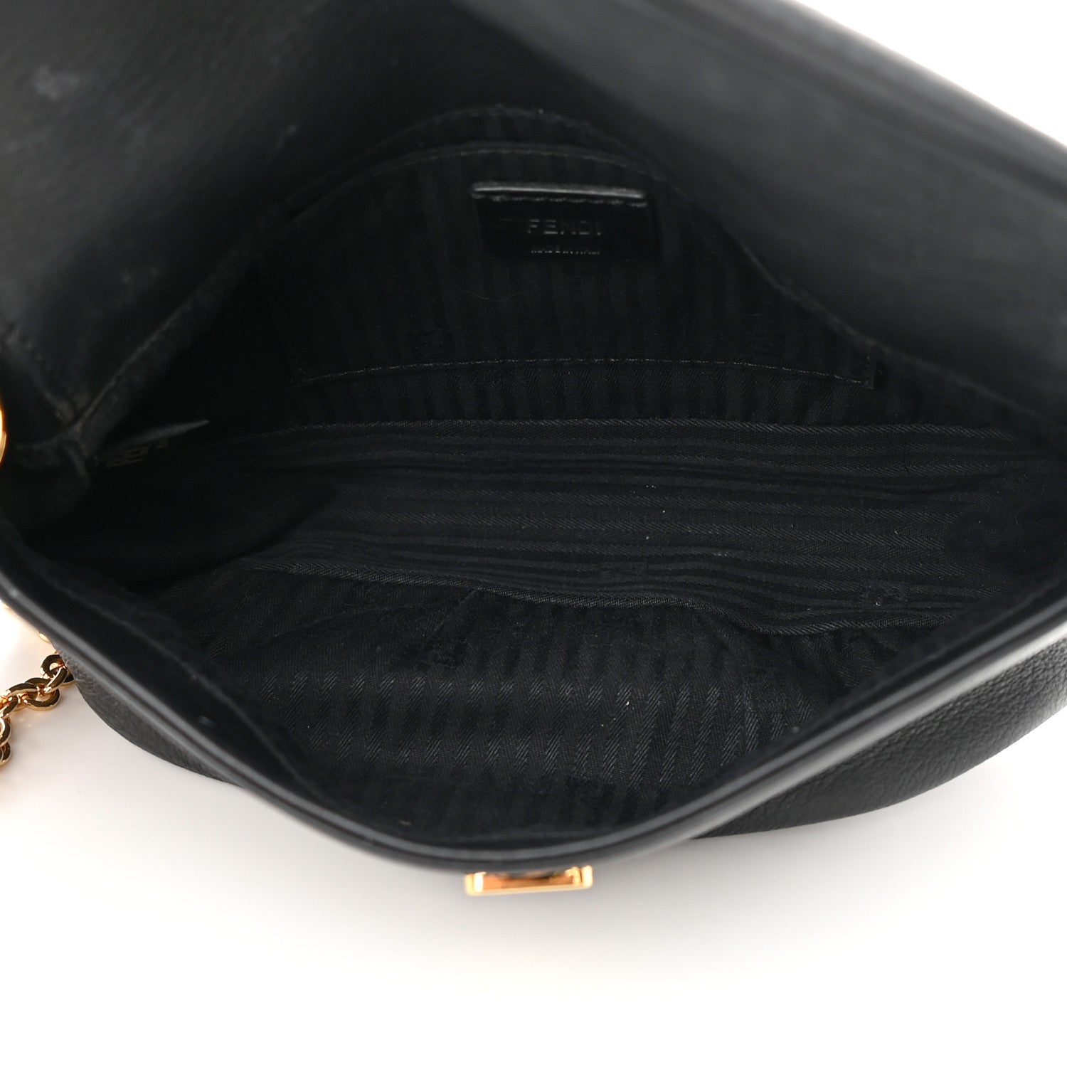 Fendi Vitello Flamingo Enamel Fendista Pouchette Crossbody Black 5 of 12