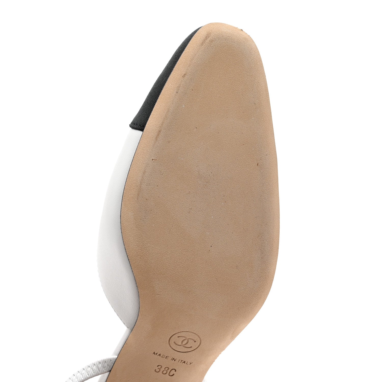 Chanel Calfskin Cap Toe CC Slingback Pumps 38 Black White 7 of 10