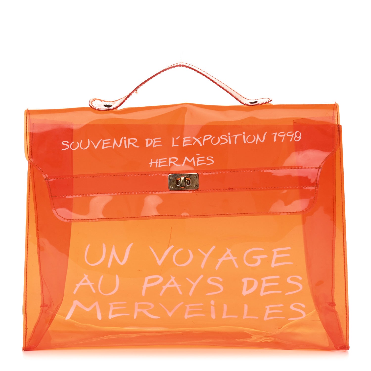Hermes Vinyl Souvenir De L'Exposition Kelly Orange 1 of 13