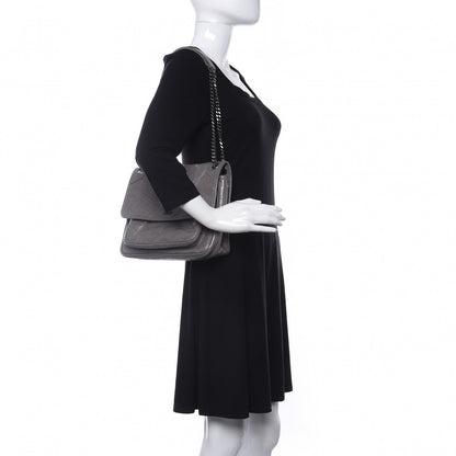 Saint Laurent Crinkled Calfskin Matelasse Monogram Medium Niki Chain Satchel Fog 2 of 9