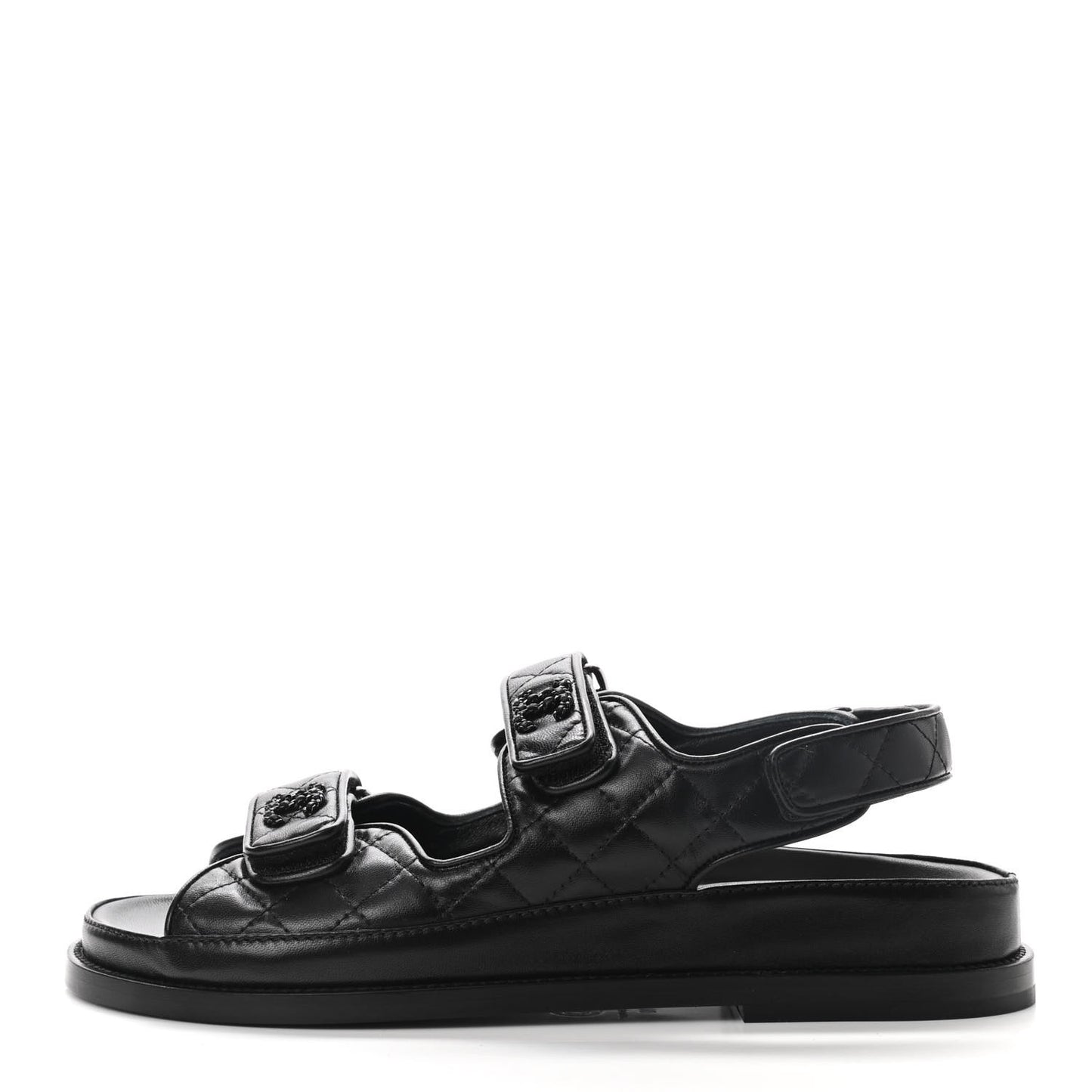 Lambskin Velcro Dad Sandals 39 Black