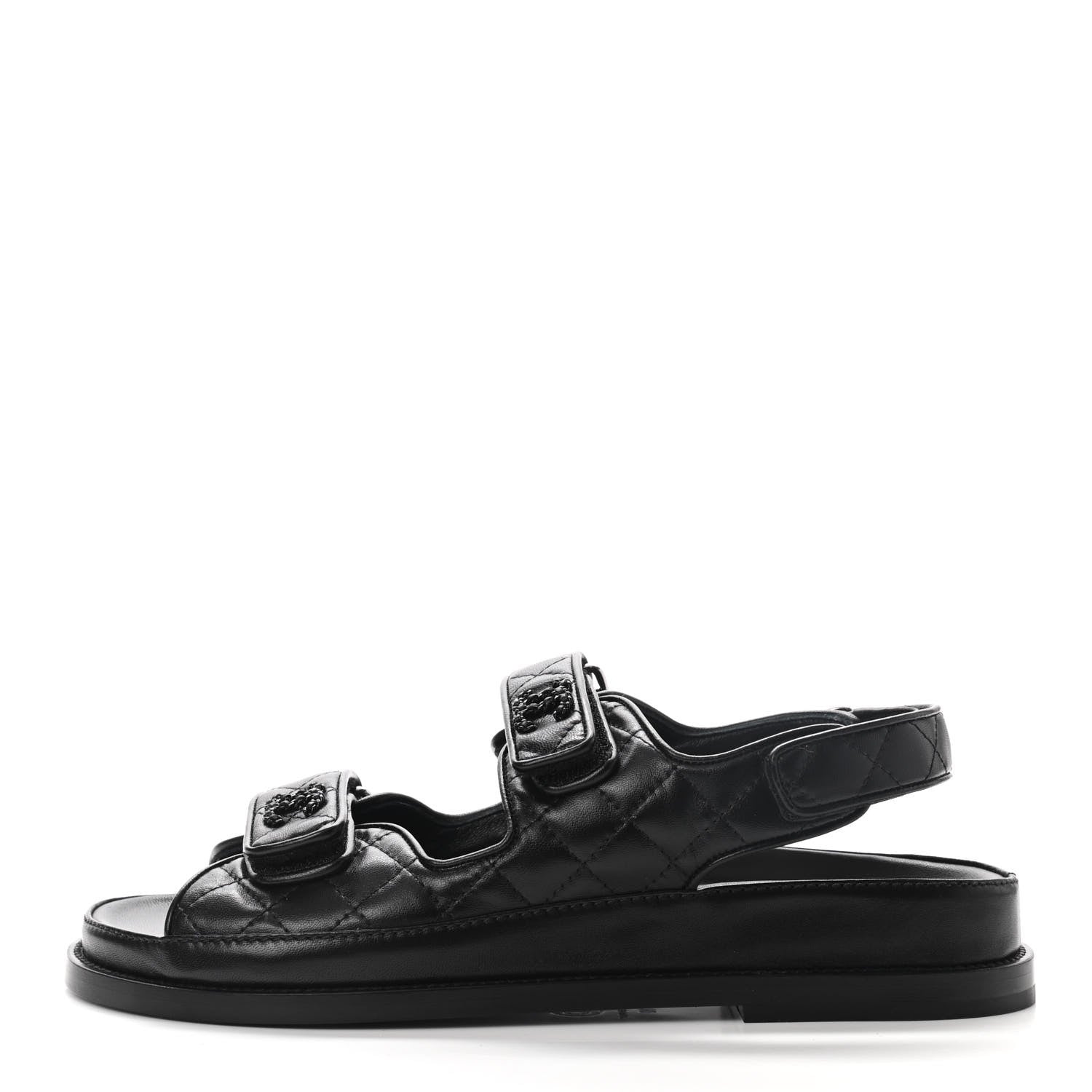 Chanel Lambskin Velcro Dad Sandals 39 Black 1 of 8