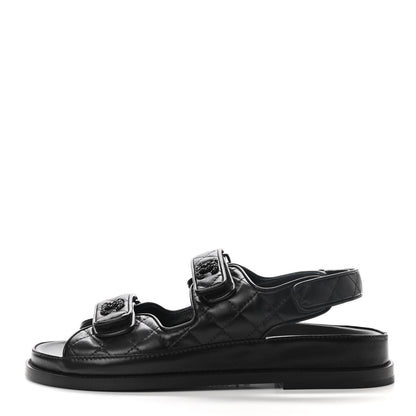 Chanel Lambskin Velcro Dad Sandals 39 Black 1 of 8