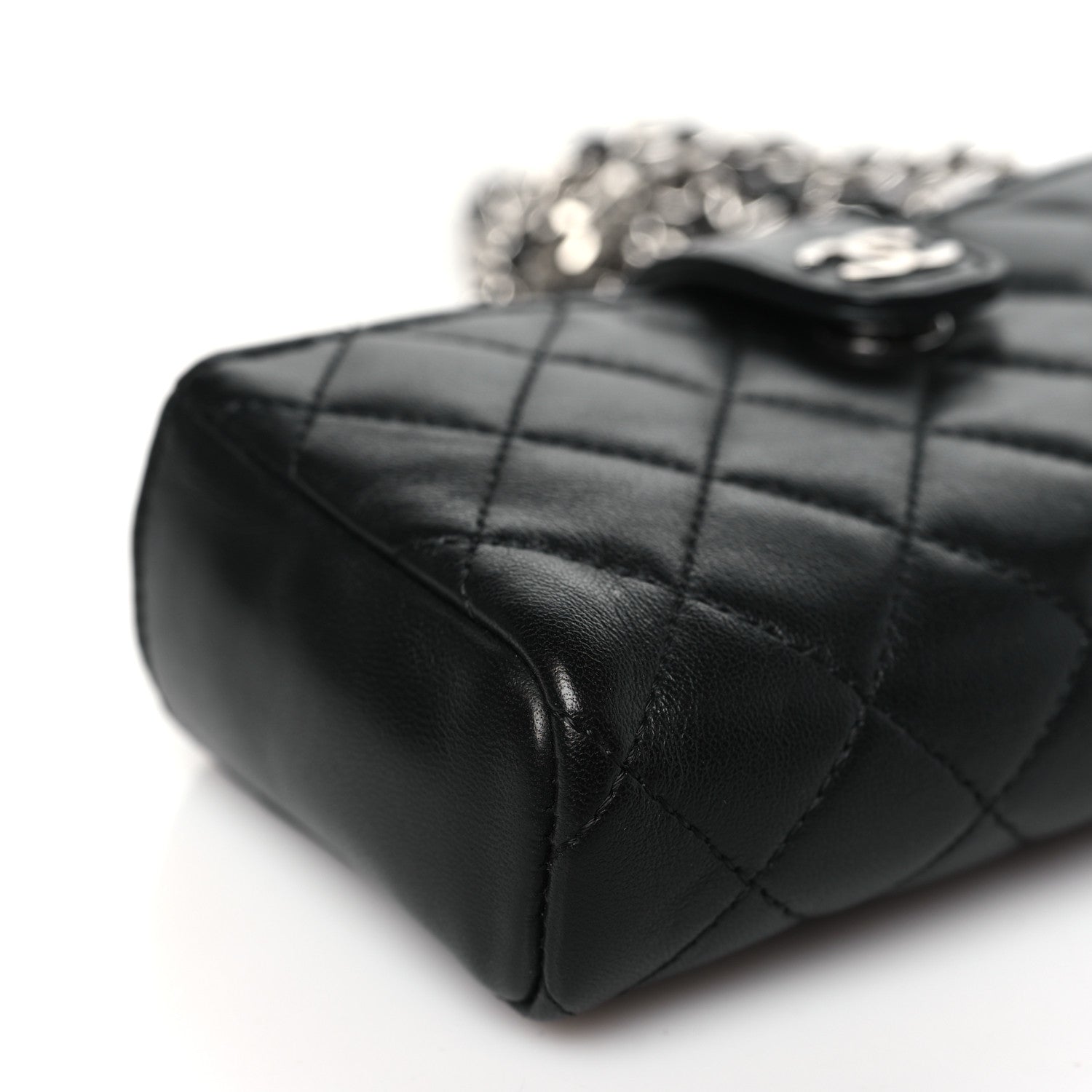 Chanel Lambskin Quilted Crystal Valentine Charms Mini Phone Holder Crossbody Bag Black 9 of 10