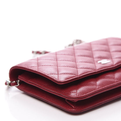 Chanel Caviar Quilted Wallet On Chain WOC Dark Red 7 of 10