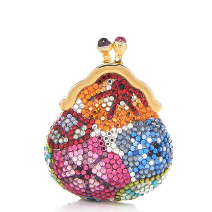 Judith Leiber Swarovski Crystal Mini Floral Pillbox Coin Purse Multicolor 1 of 4