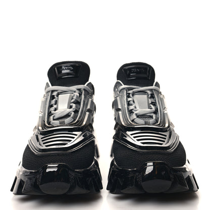 Prada Rubber Technical Knit Fabric Cloudbust Thunder Sneakers 35 Argento Black 2 of 9