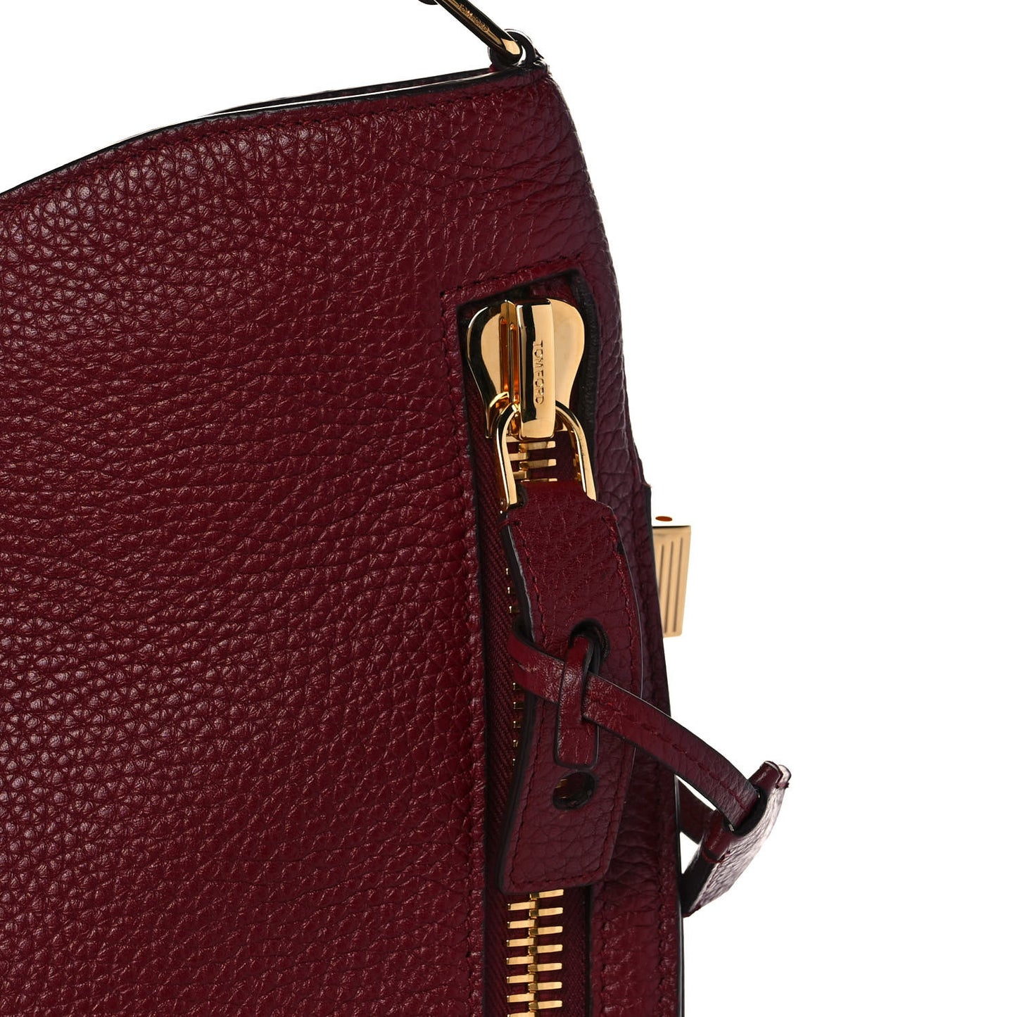 Pebbled Calfskin Small Alix Padlock Zip Hobo Bag Cranberry