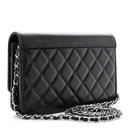 Chanel Grained Calfskin Quilted CC Box Wallet On Chain WOC Black 3 of 13