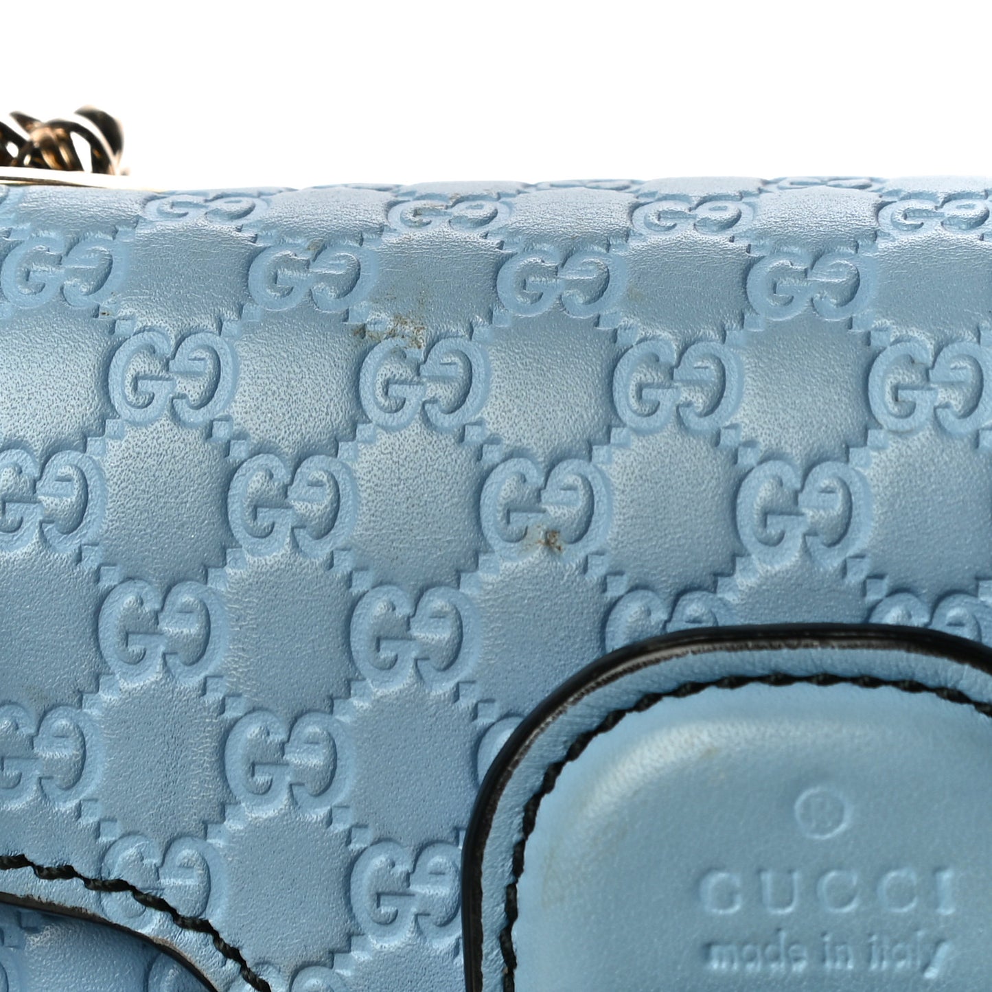 Soft Microguccissima Mini Emily Chain Shoulder Bag Mineral Blue