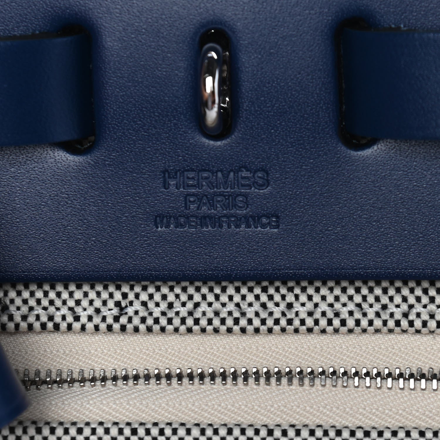 Hermes Vache Hunter Toile H Brides de Gala Herbag Zip Retourne 31 PM Bleu De France Ecru Black 7 of 10