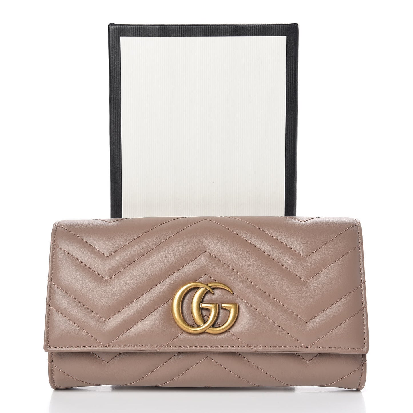 Calfskin Matelasse GG Marmont Continental Wallet Porcelain Rose
