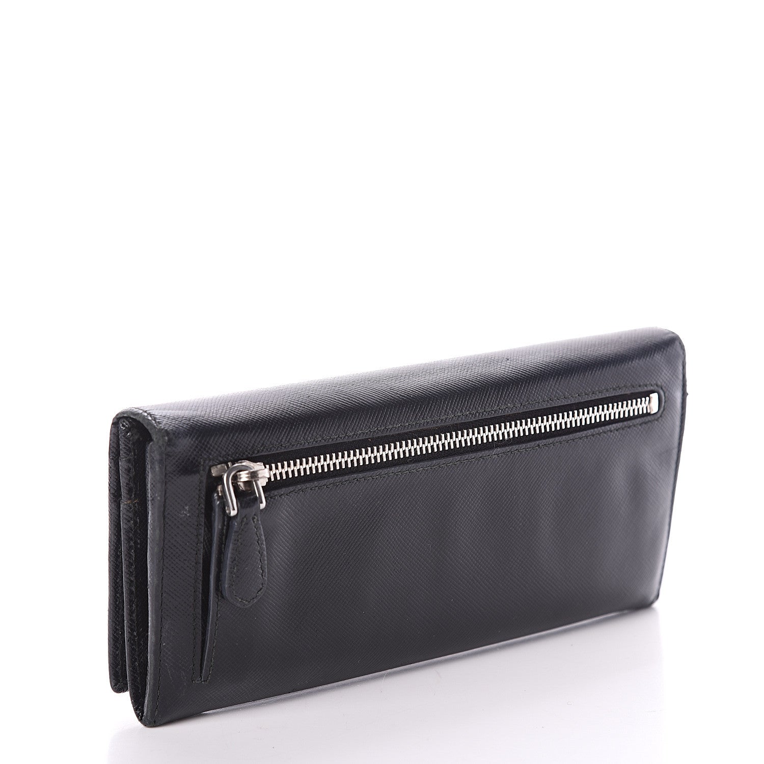 Prada Saffiano Continental Flap Wallet Black 2 of 6