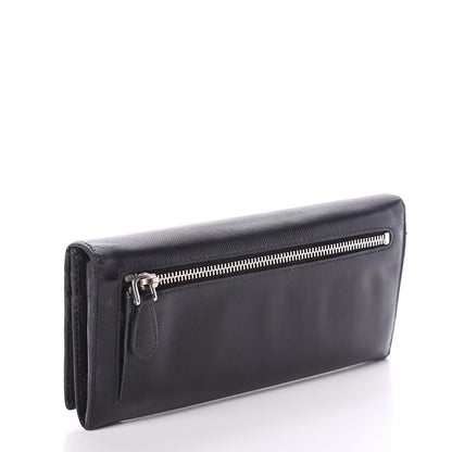 Prada Saffiano Continental Flap Wallet Black 2 of 6