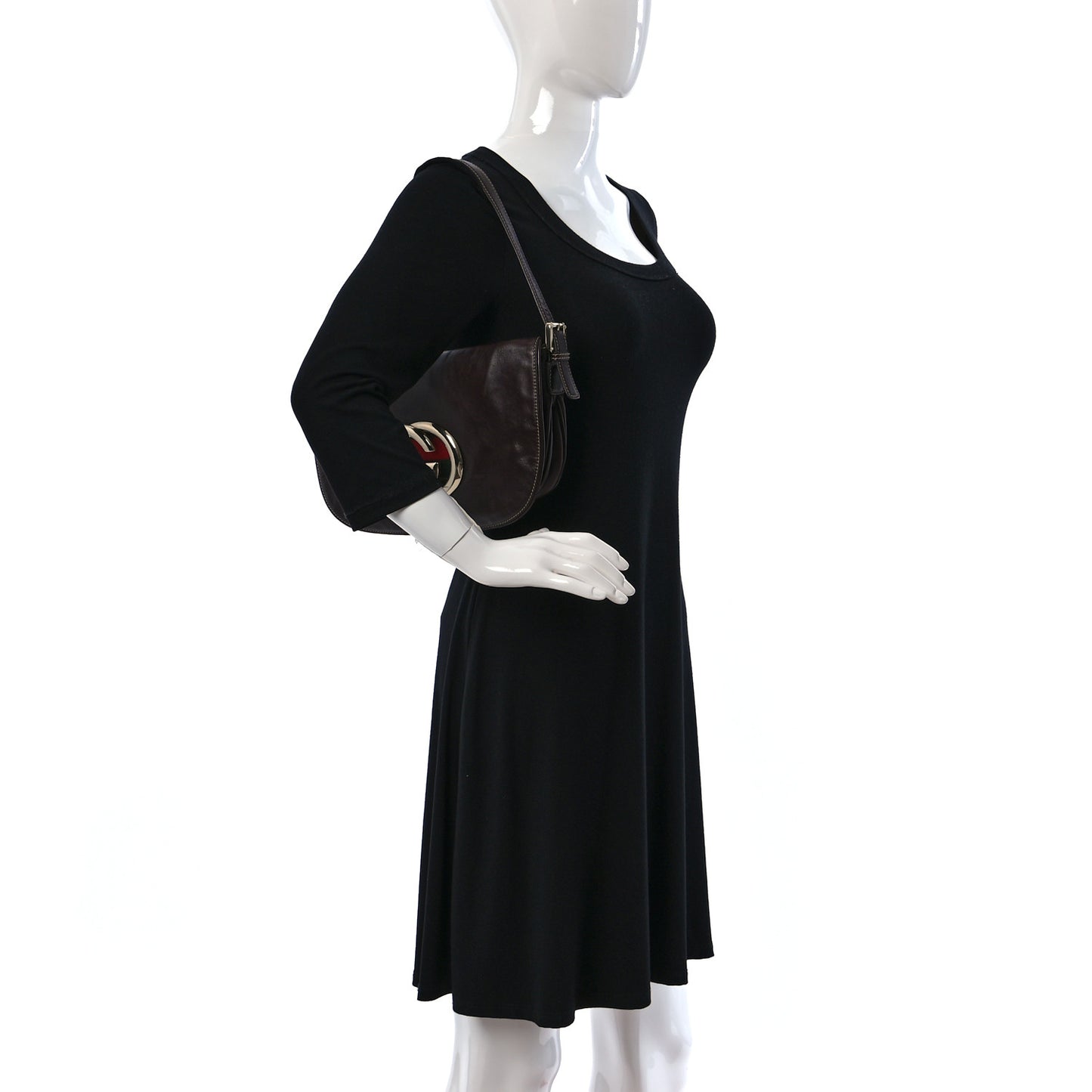 Calfskin Web Small Britt Shoulder Bag Brown