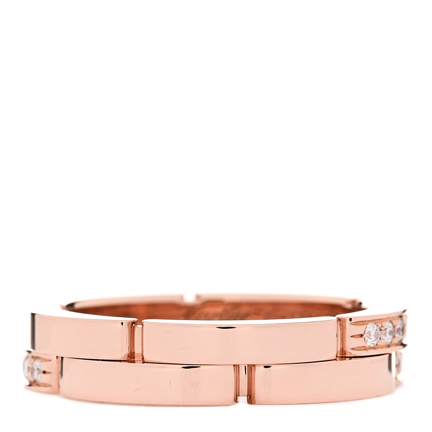 Cartier 18K Pink Gold Diamond Maillon Panthere 2 Half Rows Ring 50 5.5 3 of 5