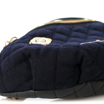 Chanel Wool Lambskin Quilted Paris Hamburg Charms Waist Bag Dark Navy 9 of 10