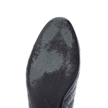Chanel Aged Calfskin Quilted CC Cap Toe Ballerina Flats 40 Black 10 of 12