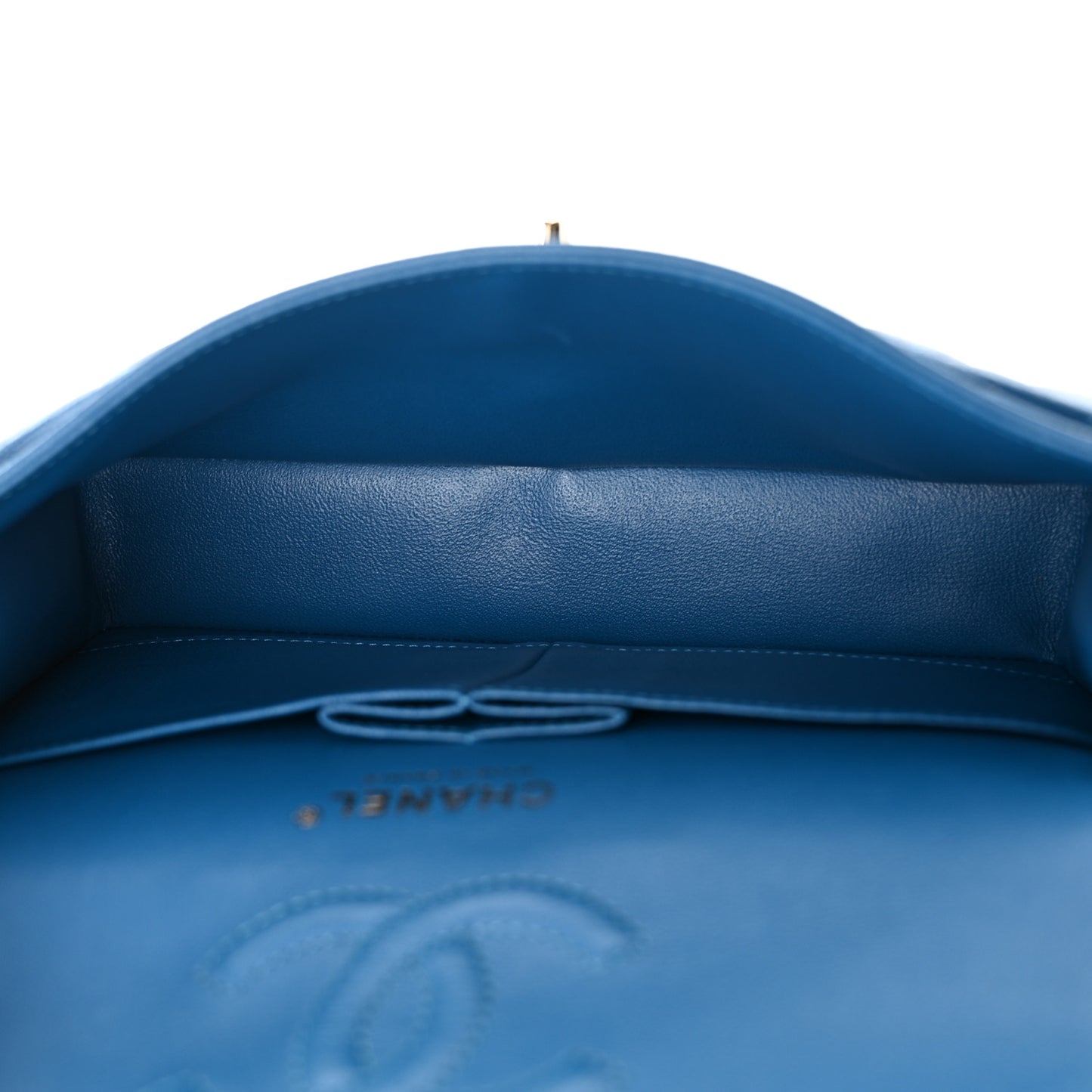 Caviar Quilted Small Double Flap Blue