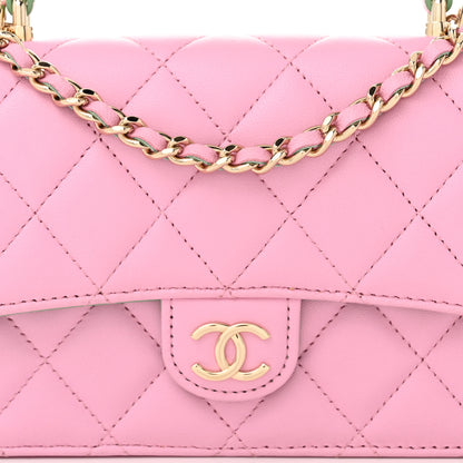 Chanel Lambskin Quilted Flap Phone Holder With Chain Lilac Light Green 9 of 12