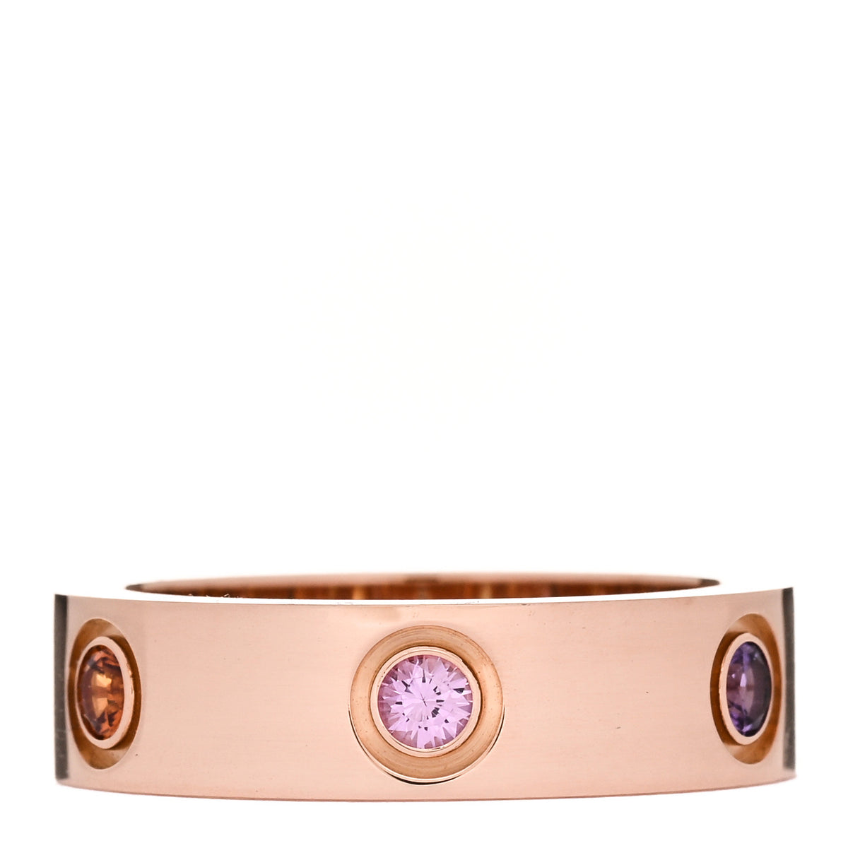 18K Pink Gold Sapphire Garnet Amethyst 5.5mm LOVE Ring 53 6.5