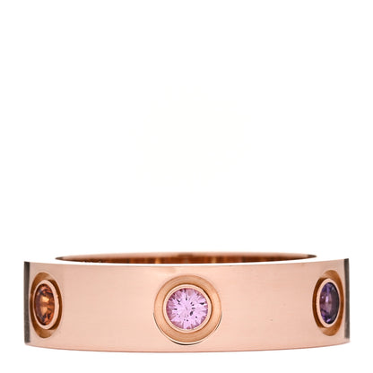 Cartier 18K Pink Gold Sapphire Garnet Amethyst 5.5mm LOVE Ring 53 6.5 1 of 4