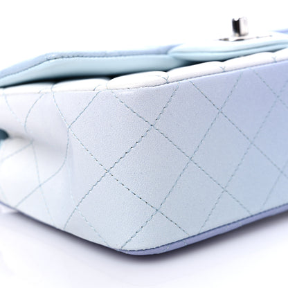 Chanel Perforated Lambskin Quilted Mini Rectangular Flap Light Blue Light Purple White 8 of 9