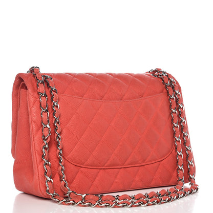 Chanel Iridescent Caviar Quilted Jumbo Double Flap Coral 3 of 15