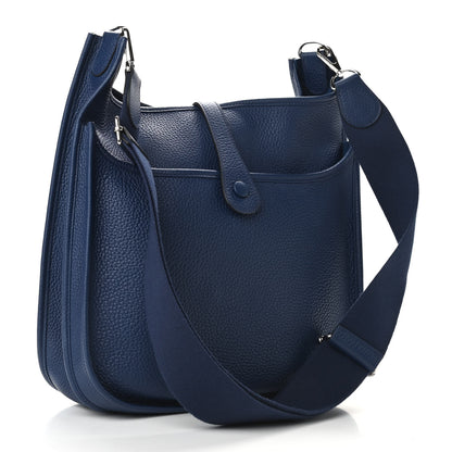 Hermes Taurillon Clemence Evelyne III GM Bleu Saphir 3 of 9