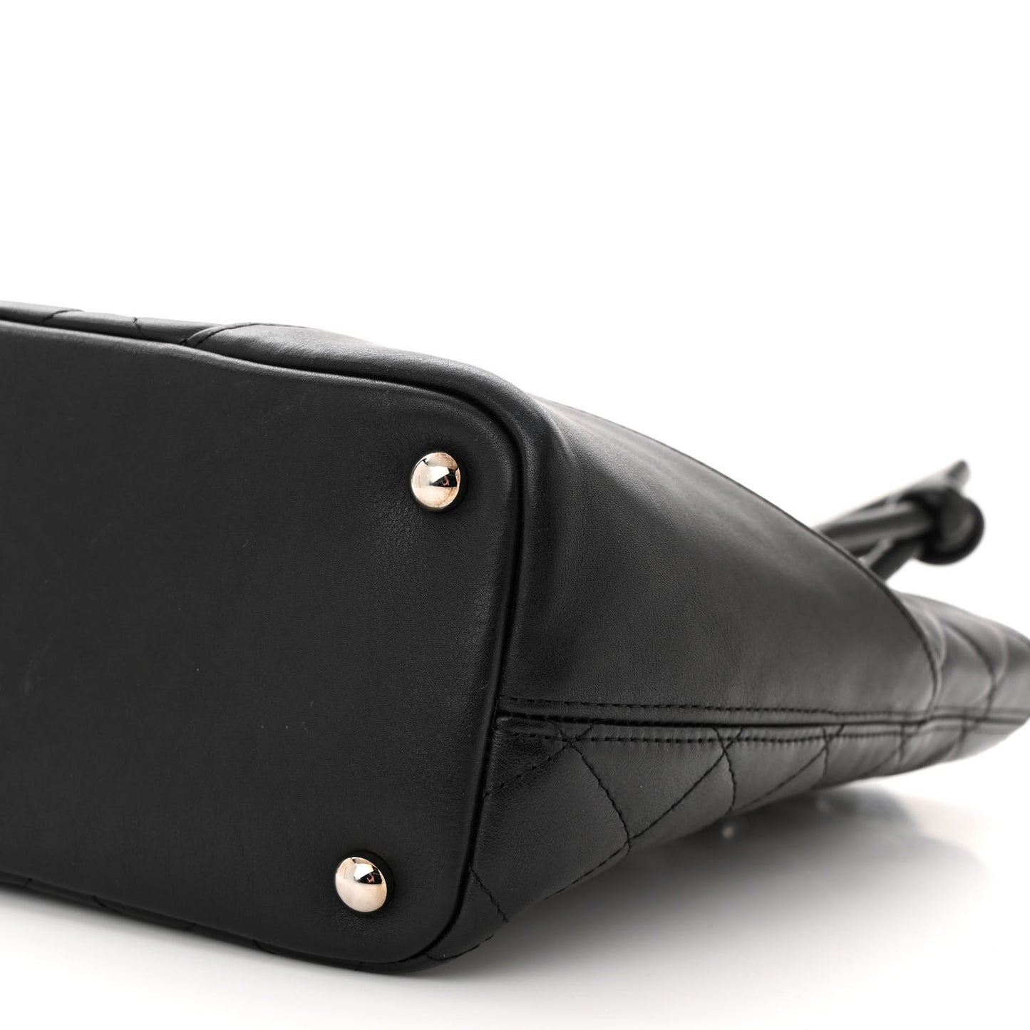 Calfskin Quilted Small Cambon Tote Black White