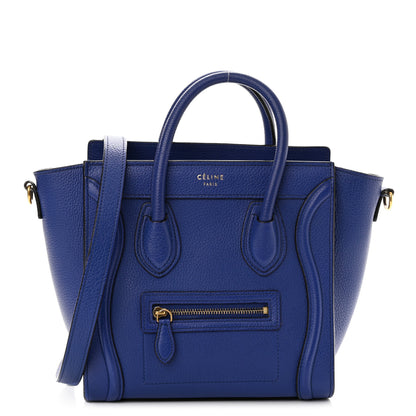 Celine Drummed Calfskin Nano Luggage Indigo 1 of 9
