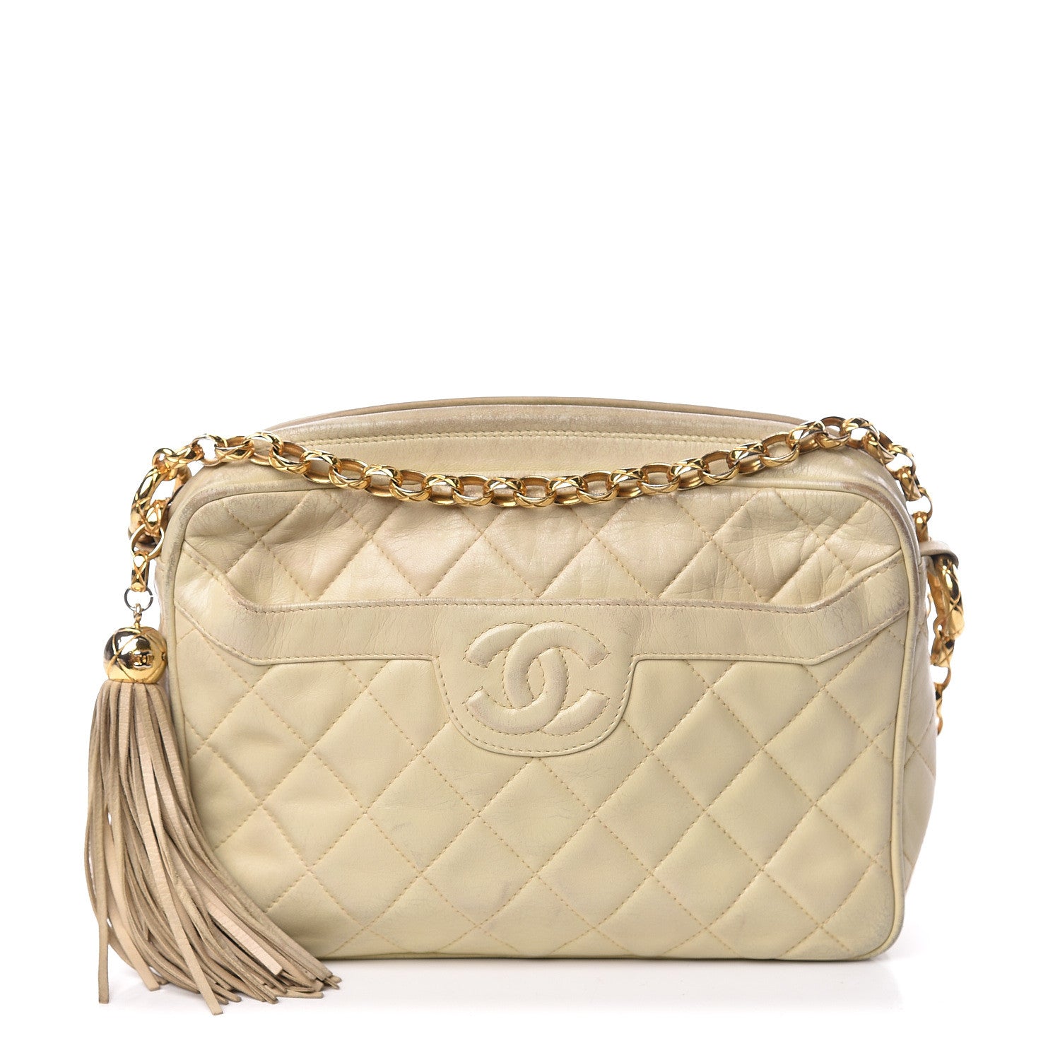 Chanel Lambskin Quilted Tassel Camera Case Pouch Beige 1 of 24