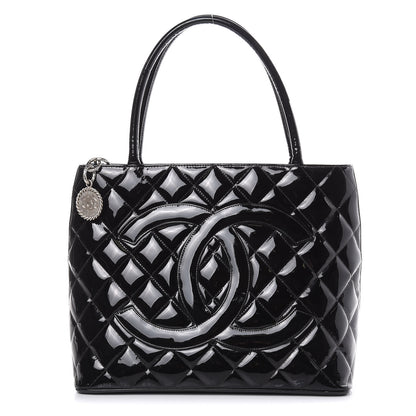 Chanel Patent Quilted Medallion Tote Black 1 of 17
