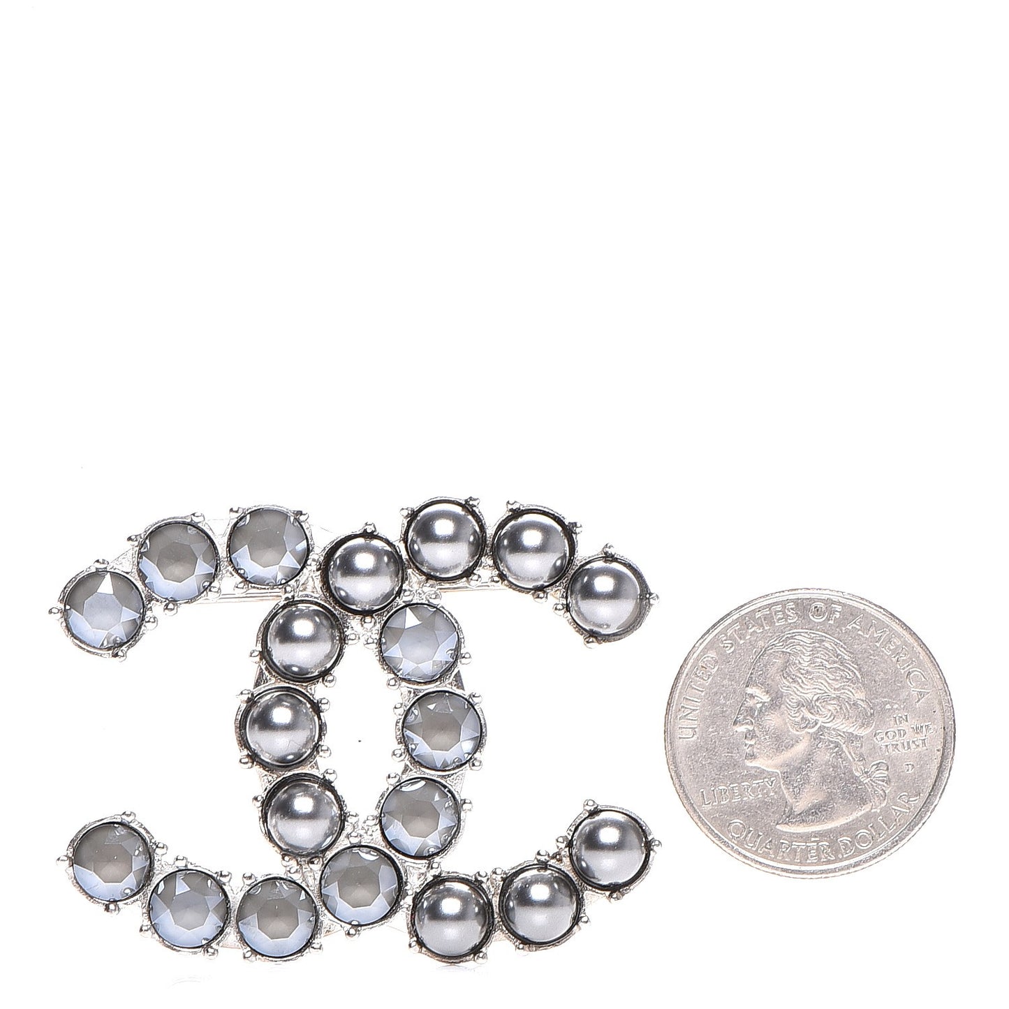 Ruthenium Pearl Crystal CC Brooch Dark Gray