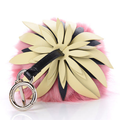 Fendi Fox Rabbit Fur Nappa Pineapple Bag Charm Rosa Scuro Banana Multicolor 7 of 9