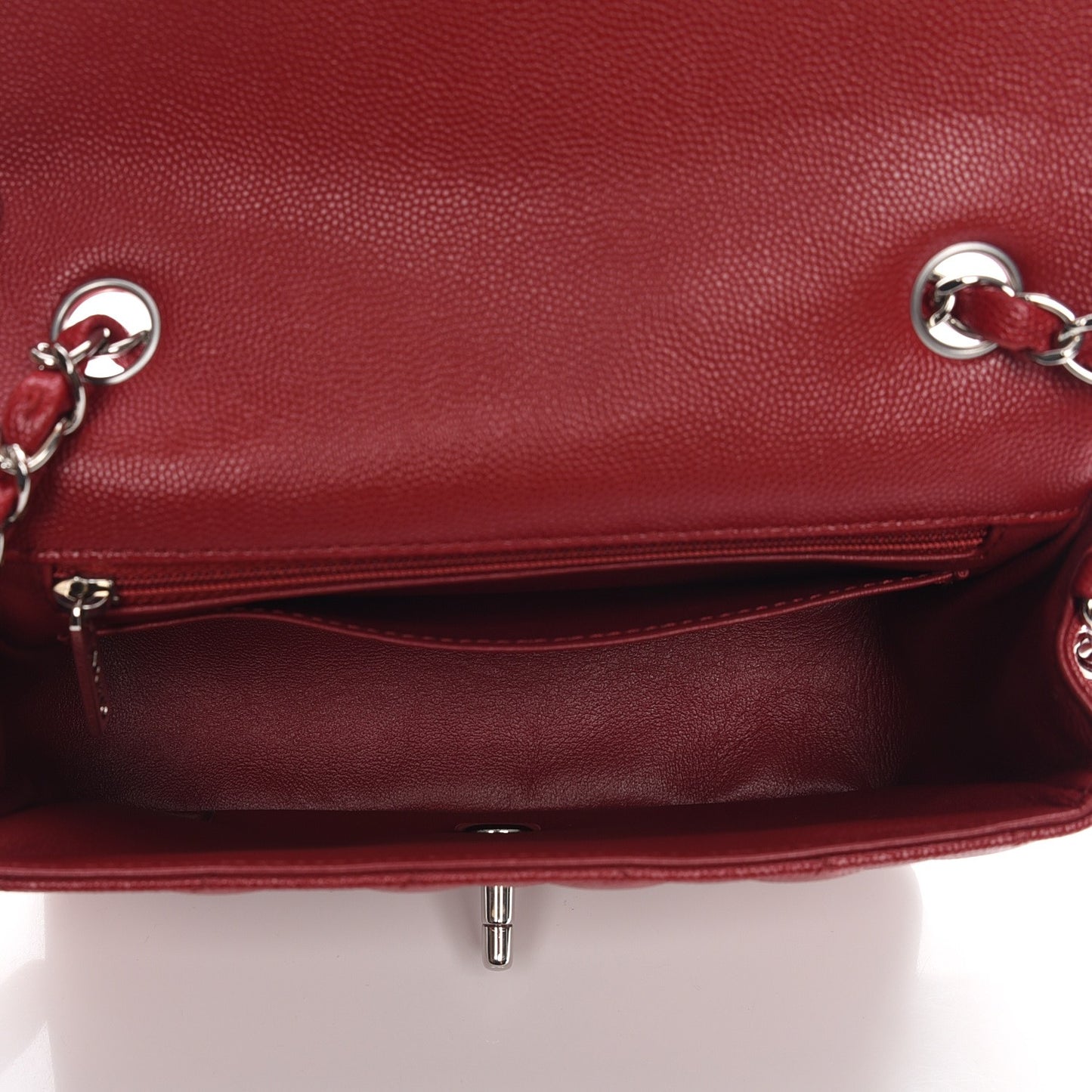 Caviar Quilted Mini Rectangular Flap Red