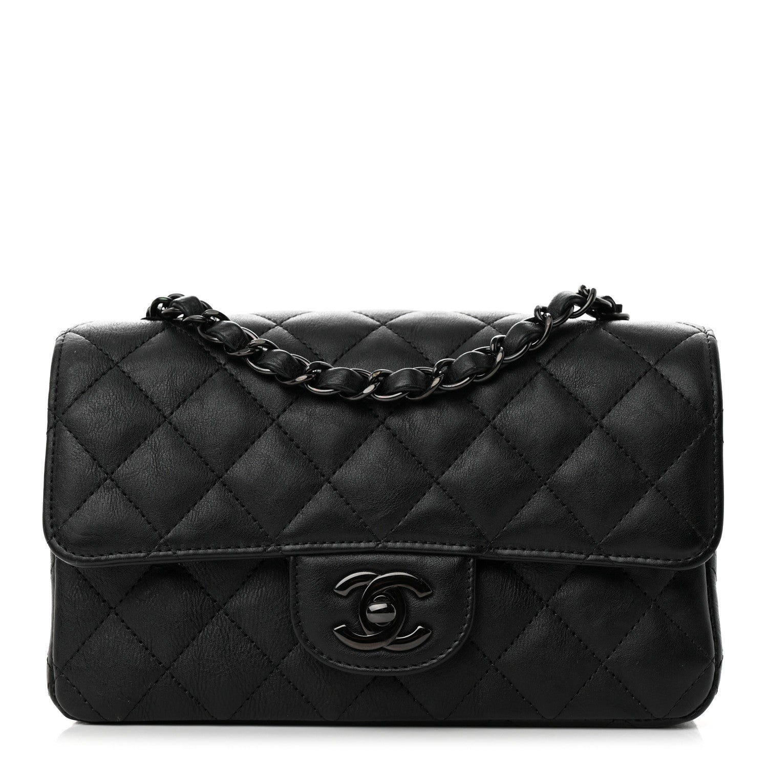 Chanel Crumpled Calfskin Quilted Mini Rectangular Flap So Black 1 of 12