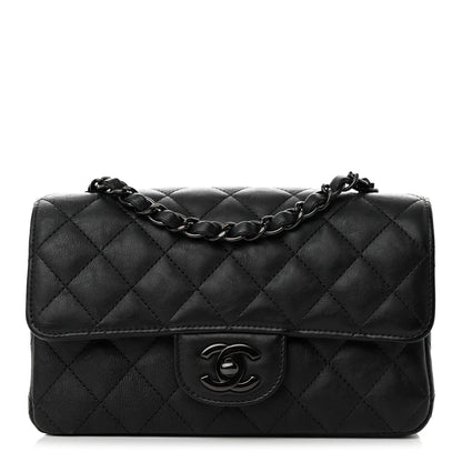 Chanel Crumpled Calfskin Quilted Mini Rectangular Flap So Black 1 of 12